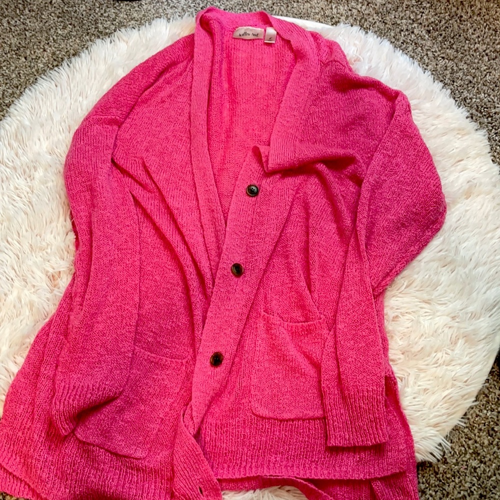Hot pink longline lightweight cardigan